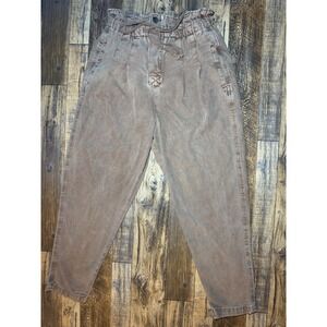 Free People Margate Pleated Size XS  Brown Corduroy High Rise Paperbag Pants‎